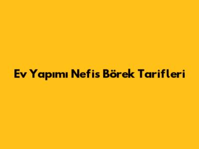 Ev Yapımı Nefis Börek Tarifleri