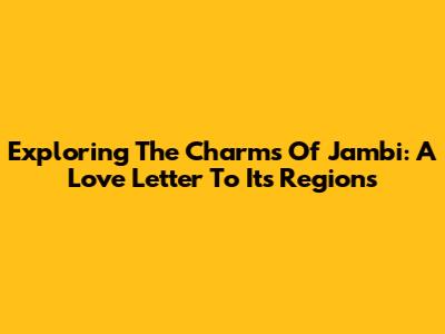 Exploring The Charms Of Jambi: A Love Letter To Its Regions