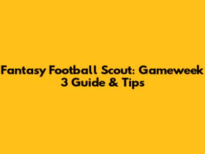 Fantasy Football Scout: Gameweek 3 Guide & Tips