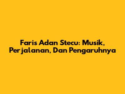 Faris Adan Stecu: Musik, Perjalanan, Dan Pengaruhnya