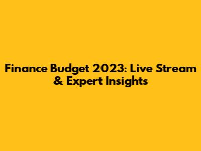 Finance Budget 2023: Live Stream & Expert Insights
