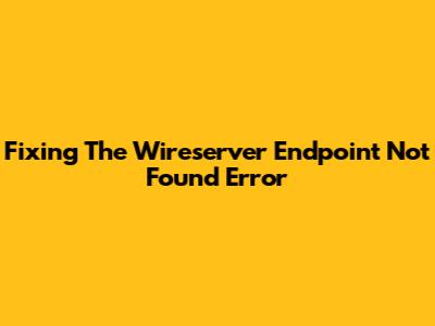 Fixing The 'Wireserver Endpoint Not Found' Error