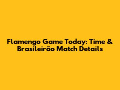 Flamengo Game Today: Time & Brasileirão Match Details