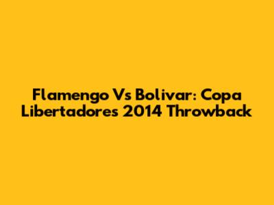 Flamengo Vs Bolivar: Copa Libertadores 2014 Throwback