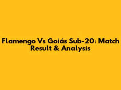 Flamengo Vs Goiás Sub-20: Match Result & Analysis