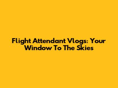 Flight Attendant Vlogs: Your Window To The Skies