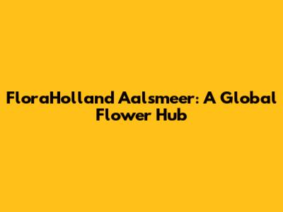 FloraHolland Aalsmeer: A Global Flower Hub