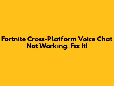 Fortnite Cross-Platform Voice Chat Not Working: Fix It!
