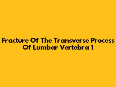 Fracture Of The Transverse Process Of Lumbar Vertebra 1