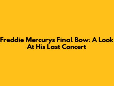 Freddie Mercury's Final Bow: A Look At His Last Concert