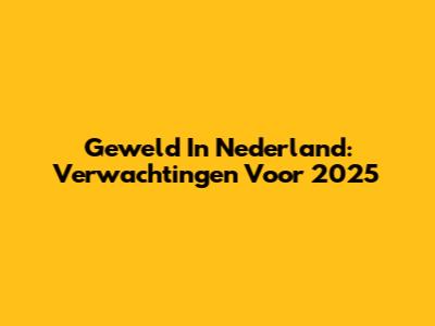 Geweld In Nederland: Verwachtingen Voor 2025