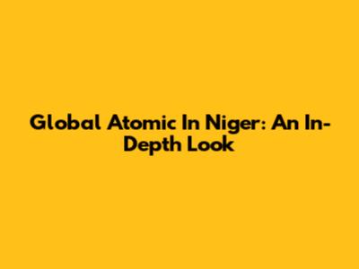 Global Atomic In Niger: An In-Depth Look