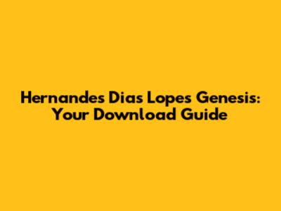 Hernandes Dias Lopes Genesis: Your Download Guide