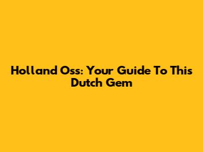 Holland Oss: Your Guide To This Dutch Gem