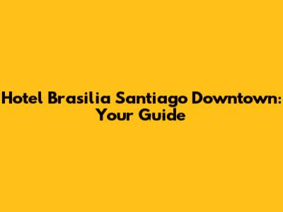 Hotel Brasilia Santiago Downtown: Your Guide