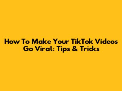 How To Make Your TikTok Videos Go Viral: Tips & Tricks