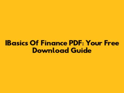 IBasics Of Finance PDF: Your Free Download Guide