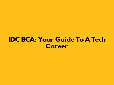 IDC BCA: Your Guide To A Tech Career