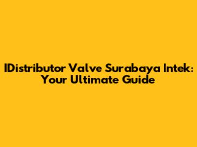 IDistributor Valve Surabaya Intek: Your Ultimate Guide
