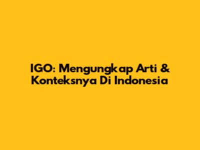 IGO: Mengungkap Arti & Konteksnya Di Indonesia