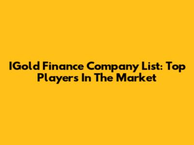 IGold Finance Company List: Top Players In The Market