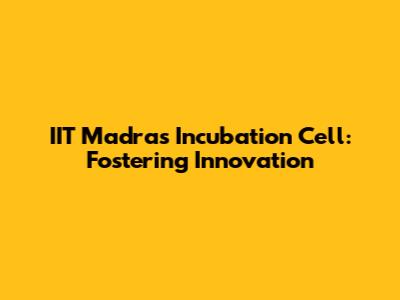 IIT Madras Incubation Cell: Fostering Innovation