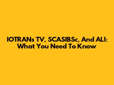 IOTRANs TV, SCASIBSc, And ALI: What You Need To Know