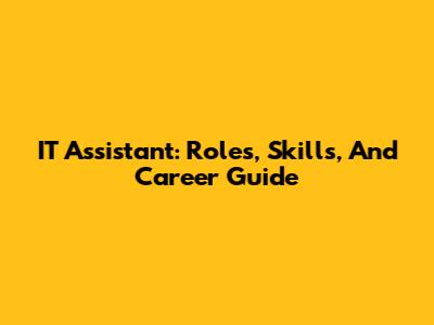 IT Assistant: Roles, Skills, And Career Guide