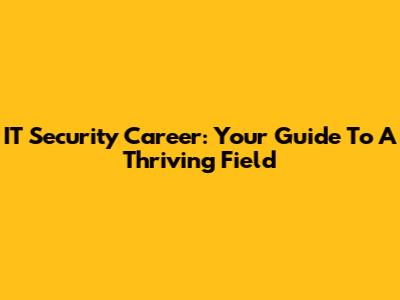 IT Security Career: Your Guide To A Thriving Field