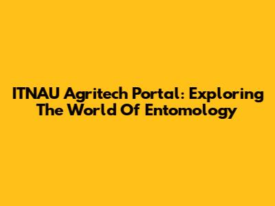 ITNAU Agritech Portal: Exploring The World Of Entomology
