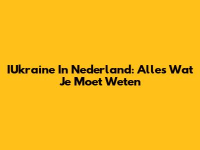 IUkraine In Nederland: Alles Wat Je Moet Weten