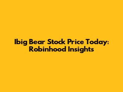 Ibig Bear Stock Price Today: Robinhood Insights