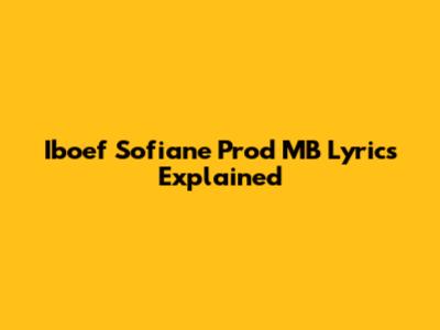 Iboef Sofiane Prod MB Lyrics Explained