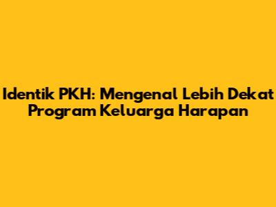 Identik PKH: Mengenal Lebih Dekat Program Keluarga Harapan