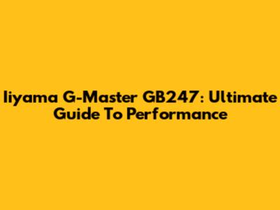Iiyama G-Master GB247: Ultimate Guide To Performance