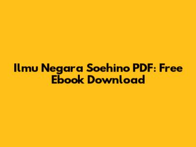Ilmu Negara Soehino PDF: Free Ebook Download