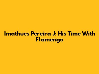 Imathues Pereira J: His Time With Flamengo