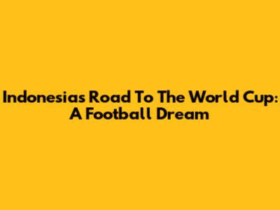 Indonesia's Road To The World Cup: A Football Dream