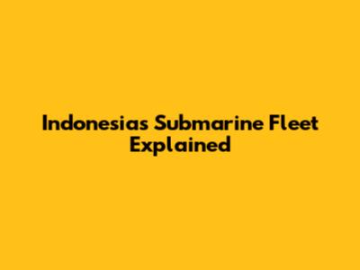 Indonesia's Submarine Fleet Explained