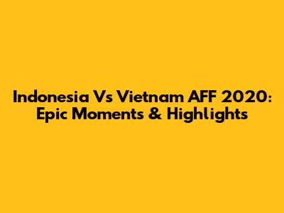Indonesia Vs Vietnam AFF 2020: Epic Moments & Highlights