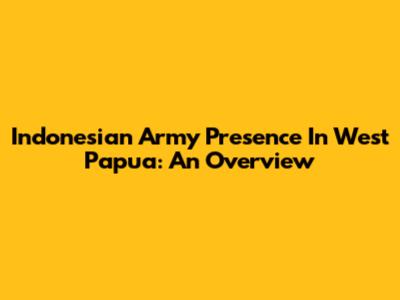 Indonesian Army Presence In West Papua: An Overview