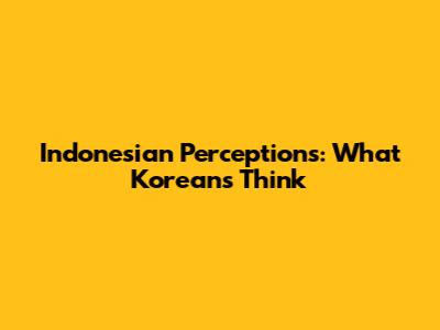 Indonesian Perceptions: What Koreans Think