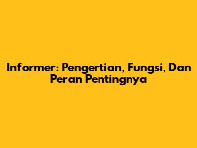 Informer: Pengertian, Fungsi, Dan Peran Pentingnya