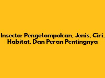 Insecta: Pengelompokan, Jenis, Ciri, Habitat, Dan Peran Pentingnya