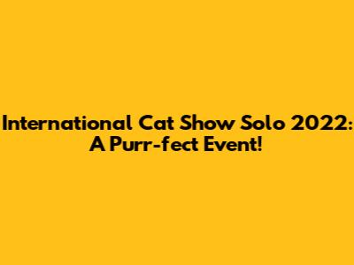 International Cat Show Solo 2022: A Purr-fect Event!