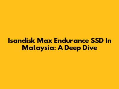 Isandisk Max Endurance SSD In Malaysia: A Deep Dive