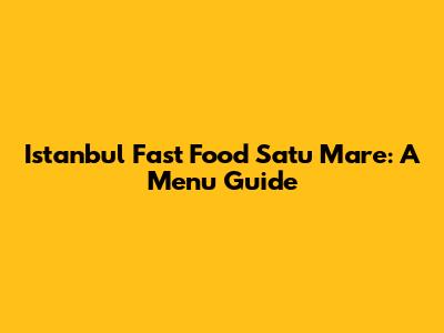Istanbul Fast Food Satu Mare: A Menu Guide