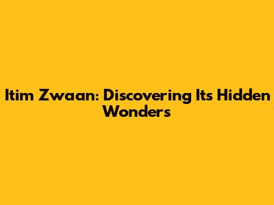 Itim Zwaan: Discovering Its Hidden Wonders