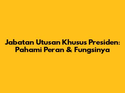 Jabatan Utusan Khusus Presiden: Pahami Peran & Fungsinya