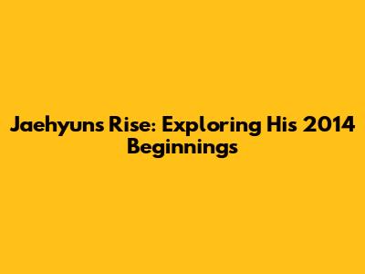 Jaehyun's Rise: Exploring His 2014 Beginnings